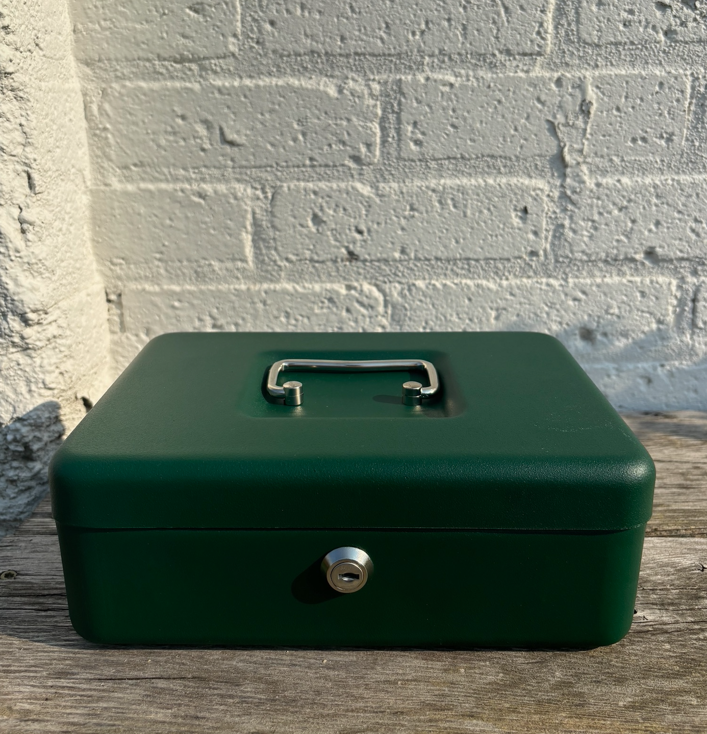 Metal Plus Italy Italian Steel Money Cash Box with Lock Medium - Matte Dark Green