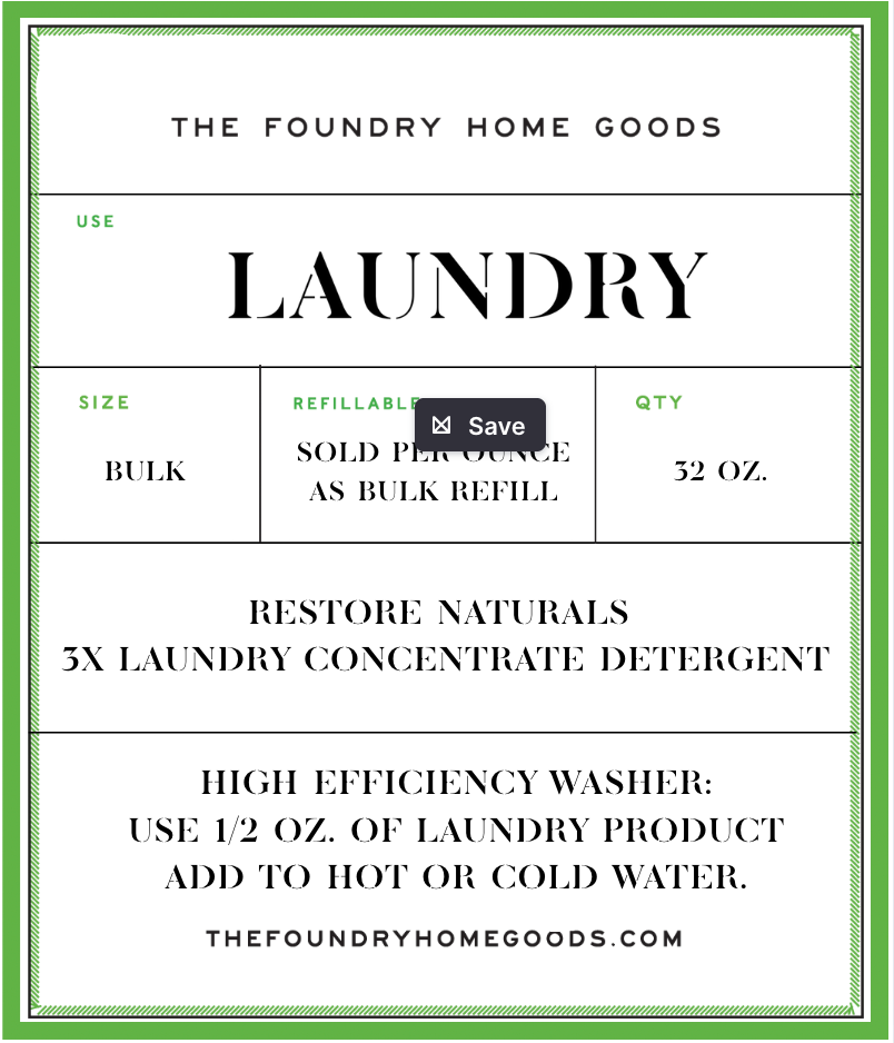The Foundry Home Goods 32oz Concentrated Citrus Laundry Detergent in Amber Glass Bottle - Refillable