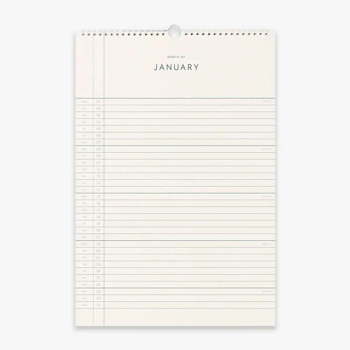 Simple Danish 2026 Wall Calendar Planner - 11" x 17"