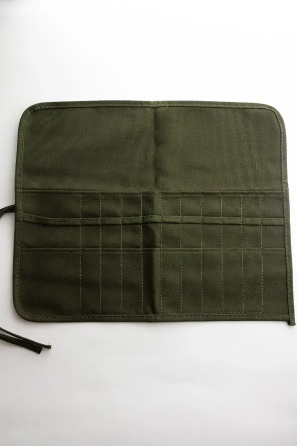 Stemcell Science Shop Olive Green Cotton Canvas Tool Roll - 15.75" x 13"