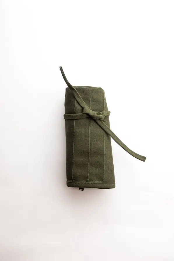 Olive Green Cotton Canvas Tool Roll - 15.75" x 13"