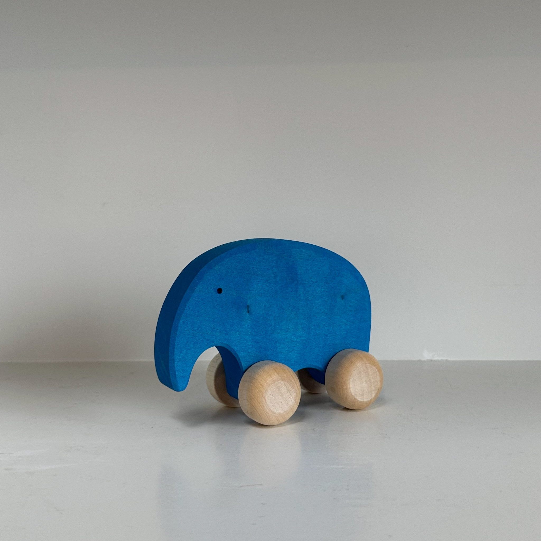 Goki America Abstract Wooden Blue Elephant Friend on Wheels