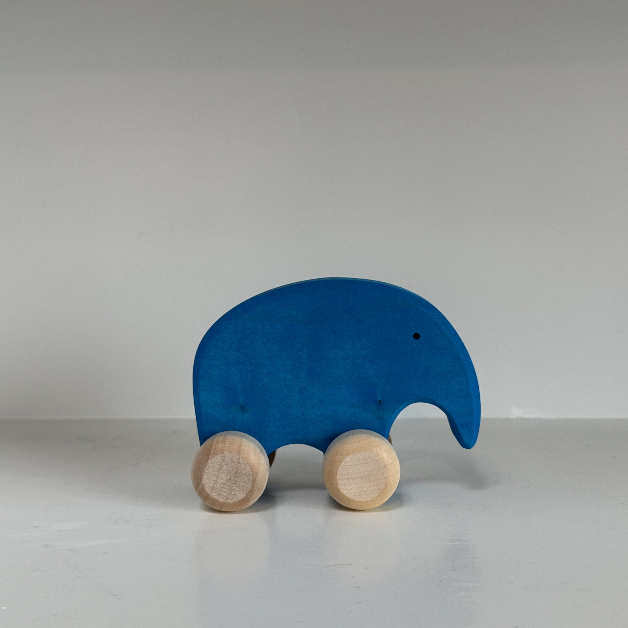 Abstract Wooden Blue Elephant Friend on Wheels
