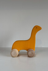 Abstract Wooden Yellow Dinosaur Friend on Wheels