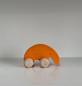 Goki America Abstract Wooden Orange Armadillo Friend on Wheels