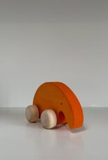 Goki America Abstract Wooden Orange Armadillo Friend on Wheels