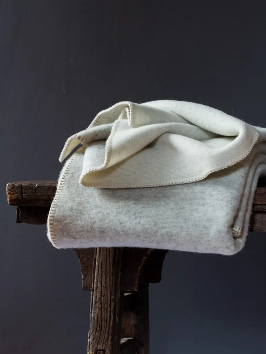 Wool Blanket - Harp Seal Grey and Natural White 78x55