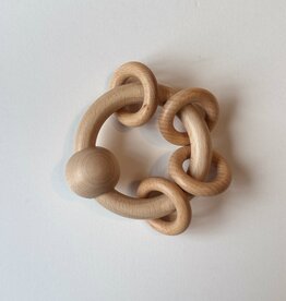 German Natural Wooden Rattle Ring Baby Toy