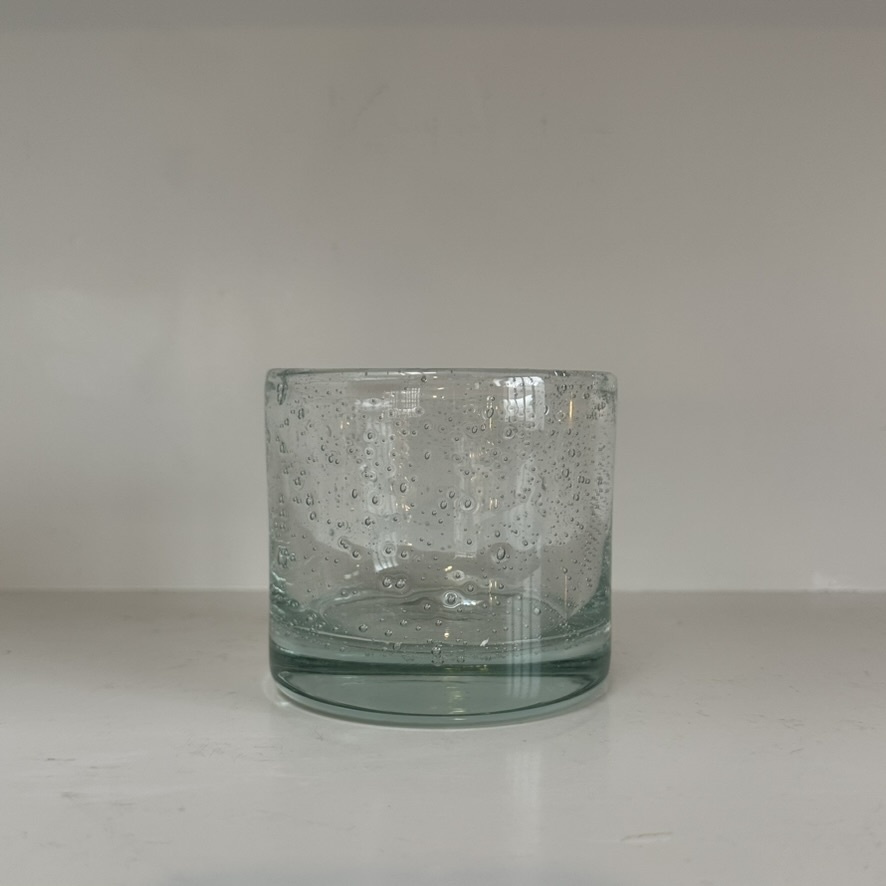 Recycled Glass Vase or Votive Holder - Bubbly Clear - 3.5"