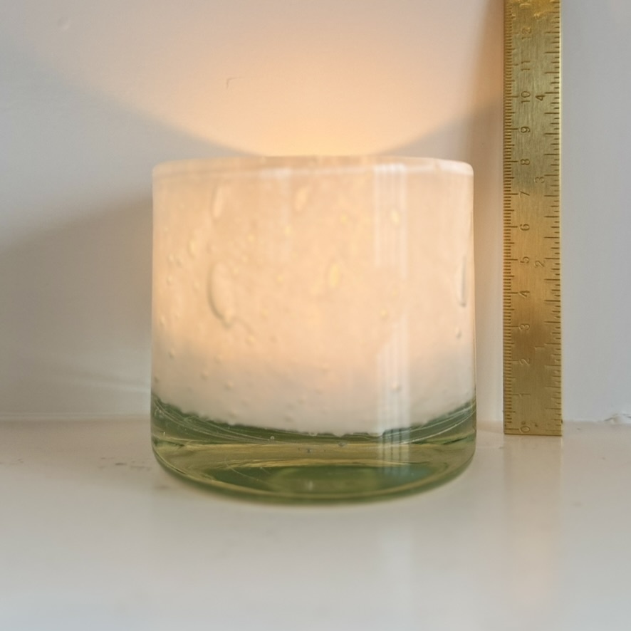 Recycled Glass Vase or Votive Holder - Bubbly White - 3.5"