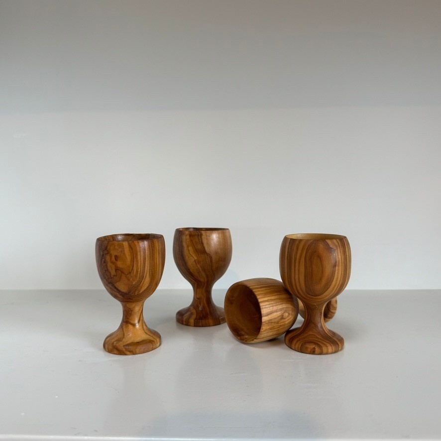 Handmade Egg Cup Natural Oiled Olivewood