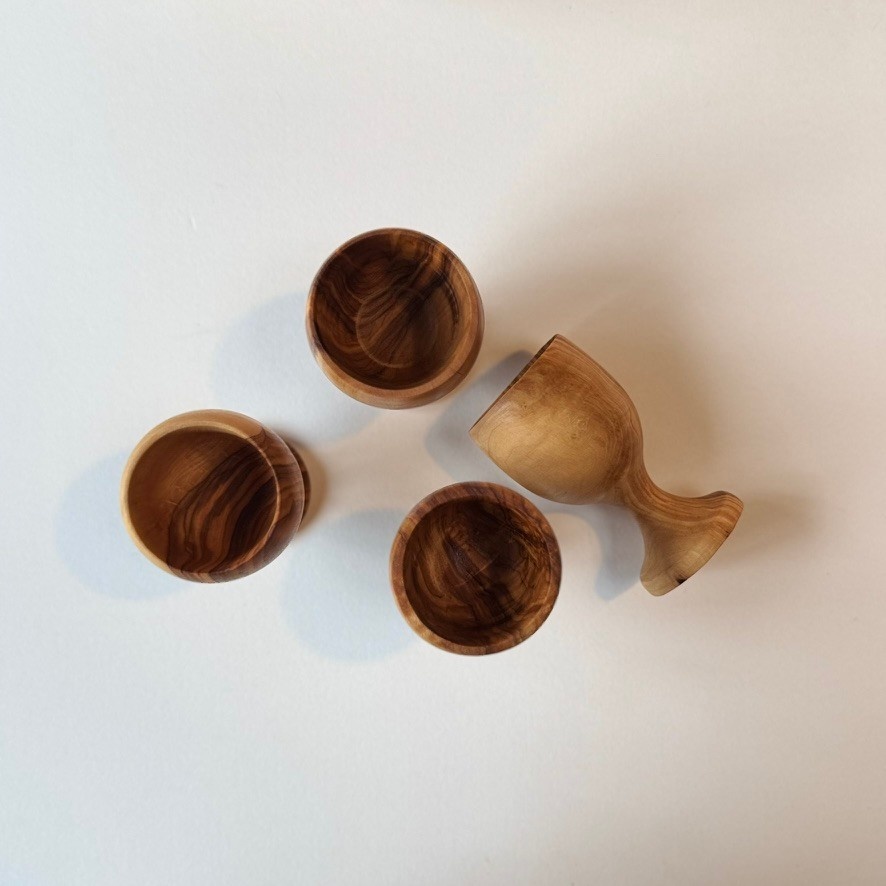 Handmade Egg Cup Natural Oiled Olivewood