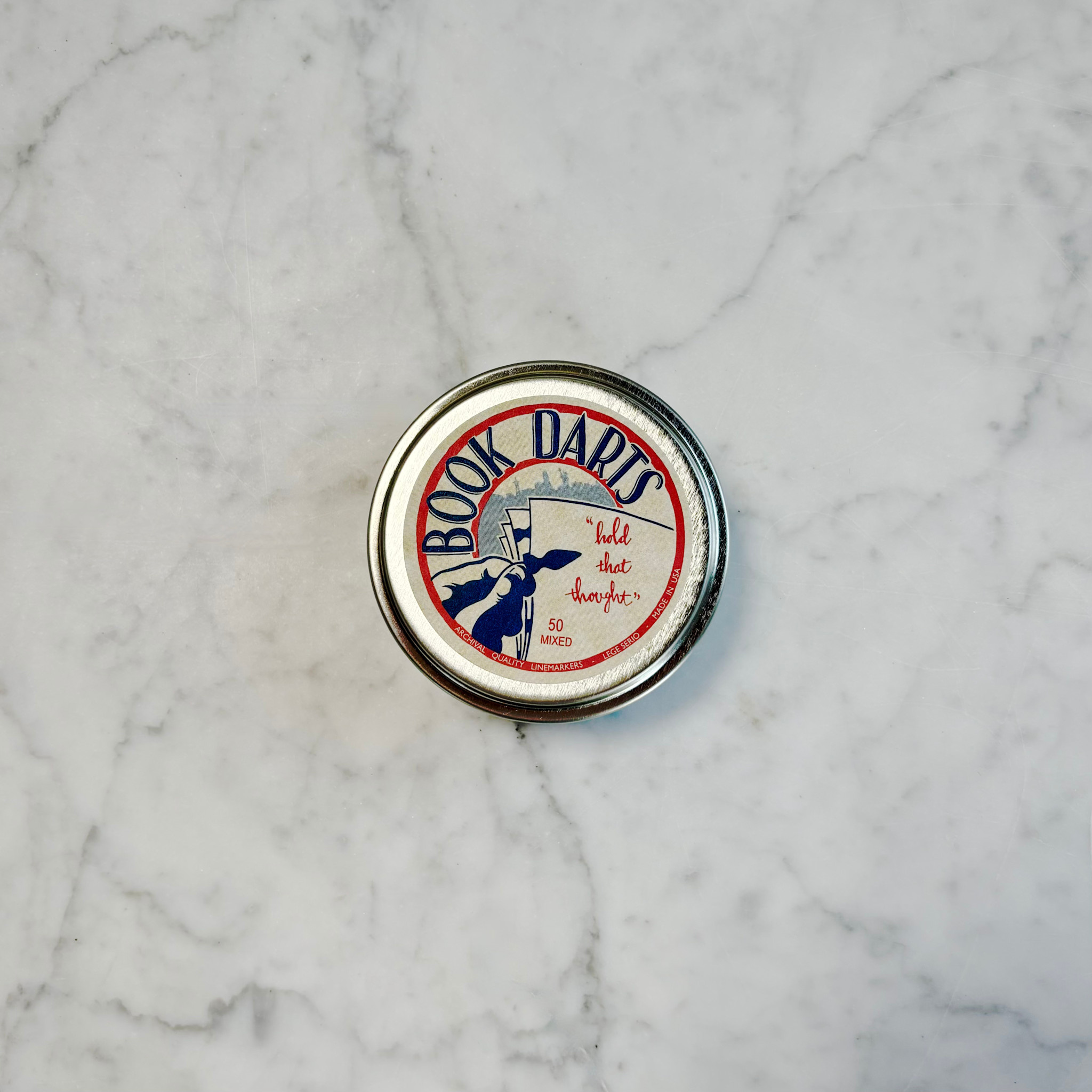 Tin of Book Darts Page Markers - Mixed Metals 50ct