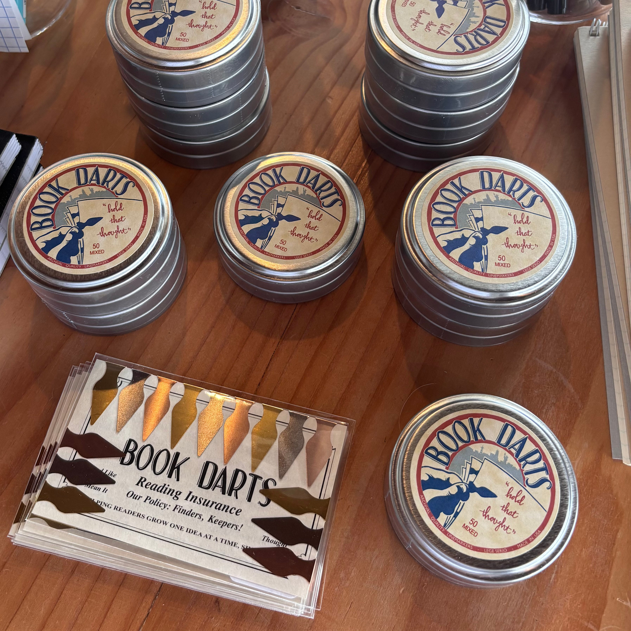 Tin of Book Darts Page Markers - Mixed Metals 50ct