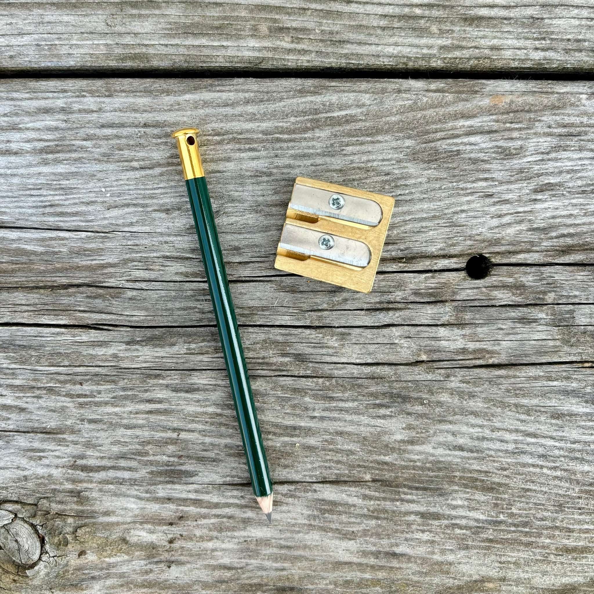 BEGOODY Slim Little Green Pencil w/ Tie Down Brass Top