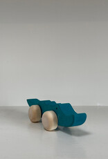 Abstract Wooden Green Crocodile Friend on Wheels