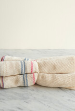 Set of 4 Lightweight Cotton Napkins Red Blue Stripes - Mexico