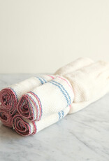 Set of 4 Lightweight Cotton Napkins Red Blue Stripes - Mexico