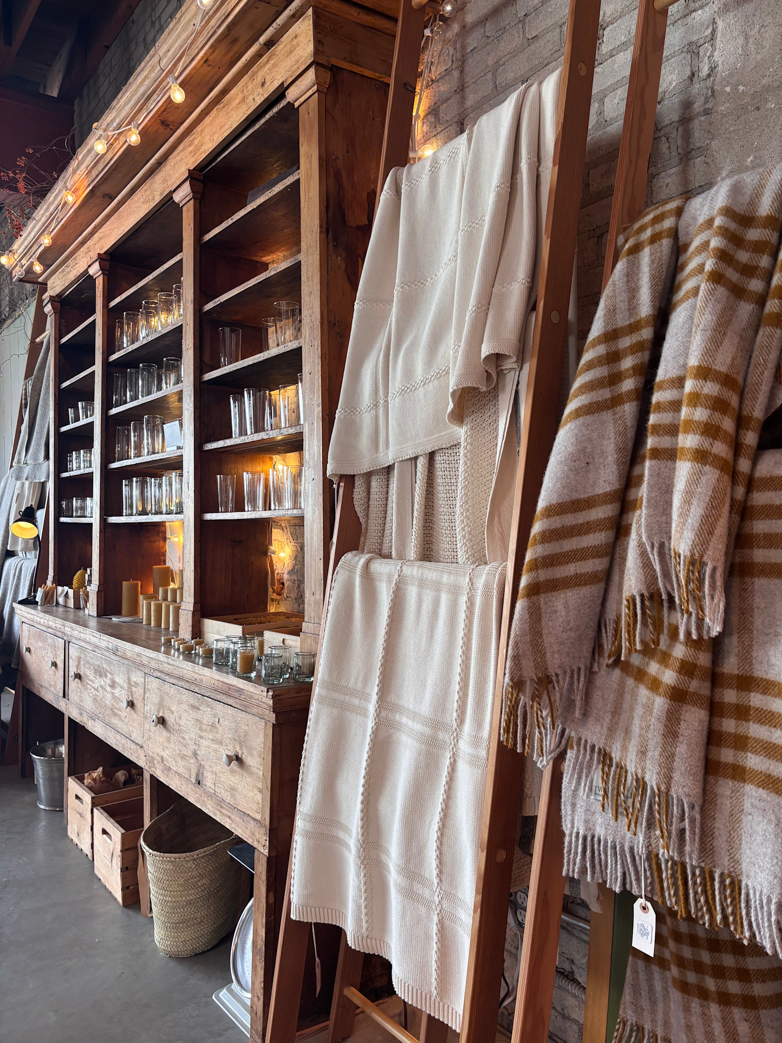 Binghamton Knitting Company 100% Natural  Cotton Knitted  Throw Blanket - XL Windowpane 50" x 60"