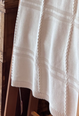 Binghamton Knitting Company 100% Natural  Cotton Knitted  Throw Blanket - XL Windowpane 50" x 60"