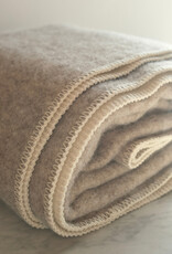 Wool Blanket - Winter Weasel Brown and Natural White 78x55