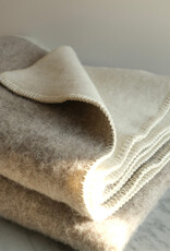Wool Blanket - Winter Weasel Brown and Natural White 78x55