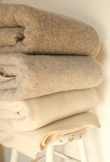 Wool Blanket - Winter Weasel Brown and Natural White 78x55