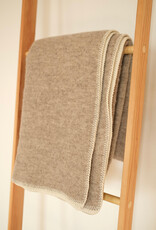 Wool Blanket - Winter Weasel Brown and Natural White 78x55