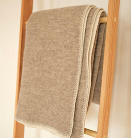 Wool Blanket - Winter Weasel Brown and Natural White 78x55