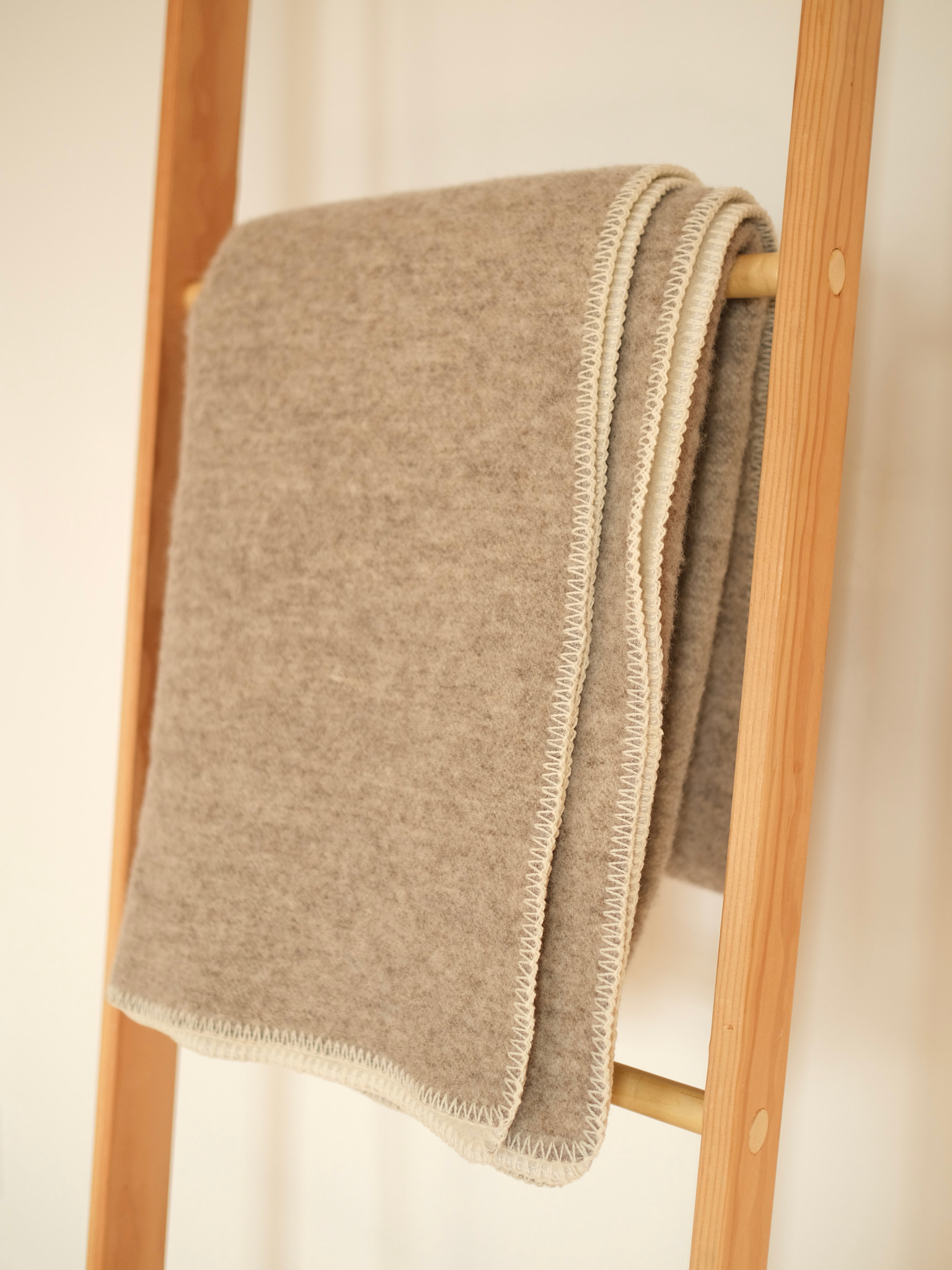 Wool Blanket - Winter Weasel Brown and Natural White 78x55