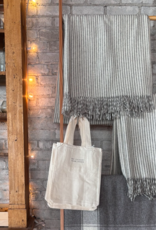 Rustic Wool Blanket - Grey Thin Stripe 43" x 86"