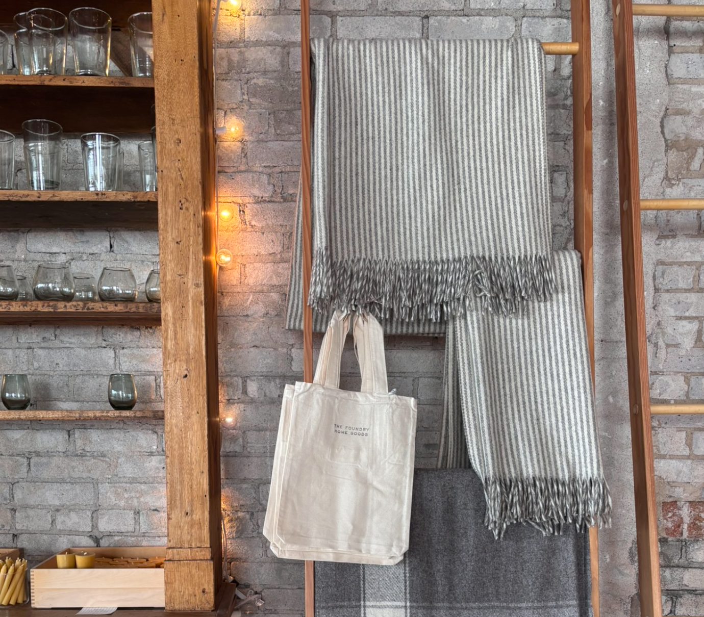 Rustic Wool Blanket - Grey Thin Stripe 43" x 86"