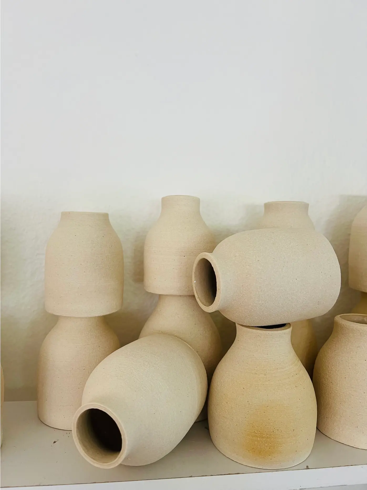 Bowman Ceramics Toasty White Stoneware Bud Vase - Various Shapes - 3" to 4.5"