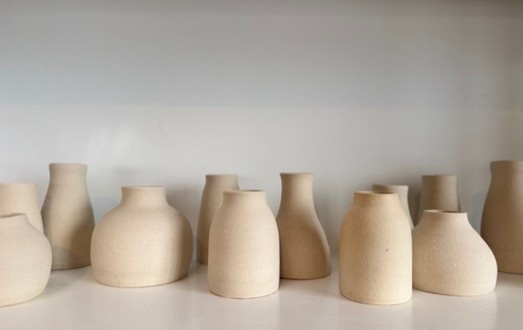 Bowman Ceramics Toasty White Stoneware Bud Vase - Various Shapes - 3" to 4.5"