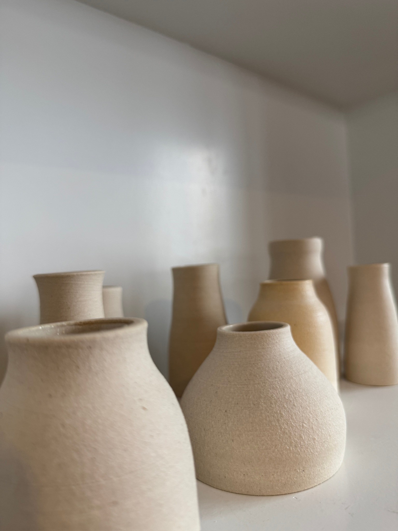 Bowman Ceramics Toasty White Stoneware Bud Vase - Various Shapes - 3" to 4.5"