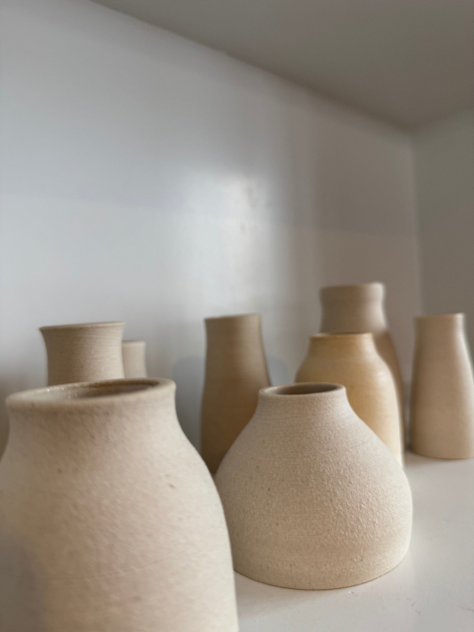 Toasty White Stoneware Bud Vase - Various Shapes - 3" to 4.5"