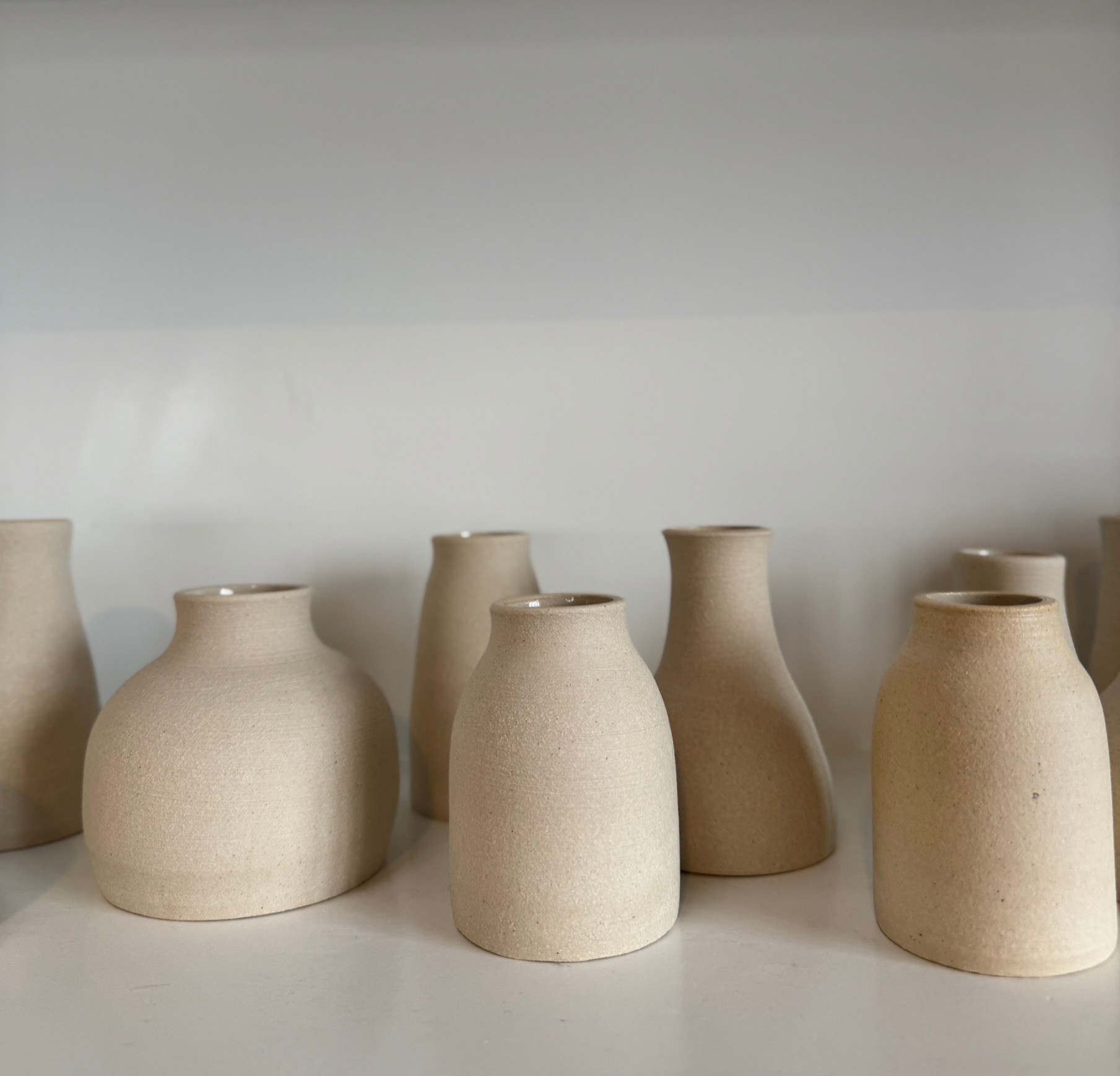 Bowman Ceramics Toasty White Stoneware Bud Vase - Various Shapes - 3" to 4.5"