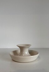 Stuck in the Mud Pottery Classic Ceramic Fluted Candle Taper Holder with Tray - White 3"