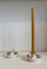 Stuck in the Mud Pottery Classic Ceramic Fluted Candle Taper Holder with Tray - White 3"