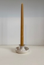 Stuck in the Mud Pottery Classic Ceramic Fluted Candle Taper Holder with Tray - White 3"