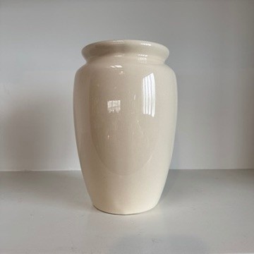 Bauer Pottery Fred Johnson Gloss White Urn Vase #213 - 8in