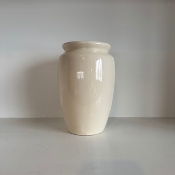 Bauer Pottery Fred Johnson Gloss White Urn Vase #213 - 8in