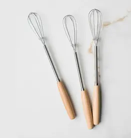 Skinny Wood Handled Stainless Steel Mini Whisk -7.5"
