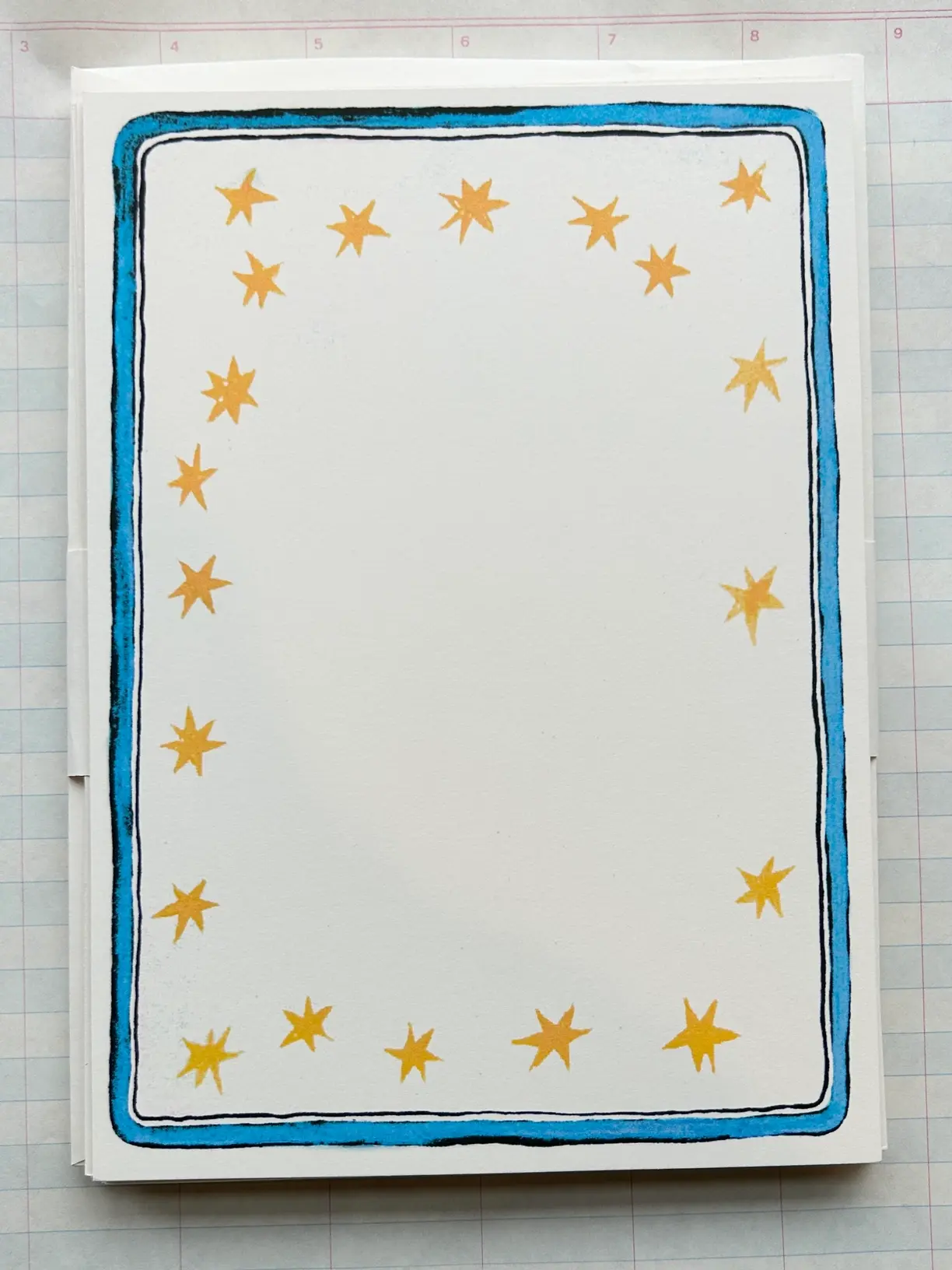 Parcel Parcel Press Yellow Star & Blue Ribbon Frame Stationery - Set of 8