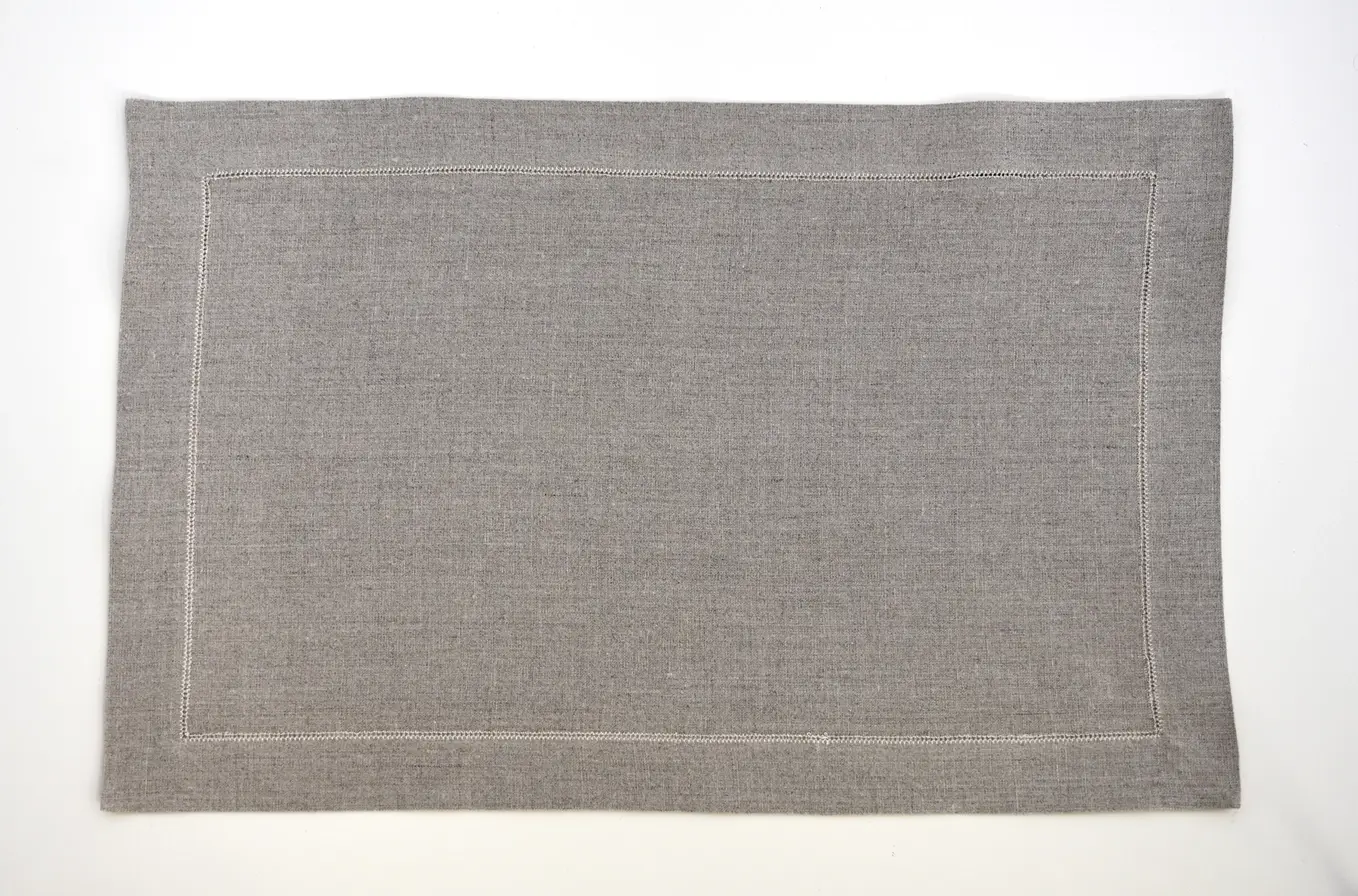 Ulster Linen Hemstitch Linen Placemat - 13" x 19" Natural Flax