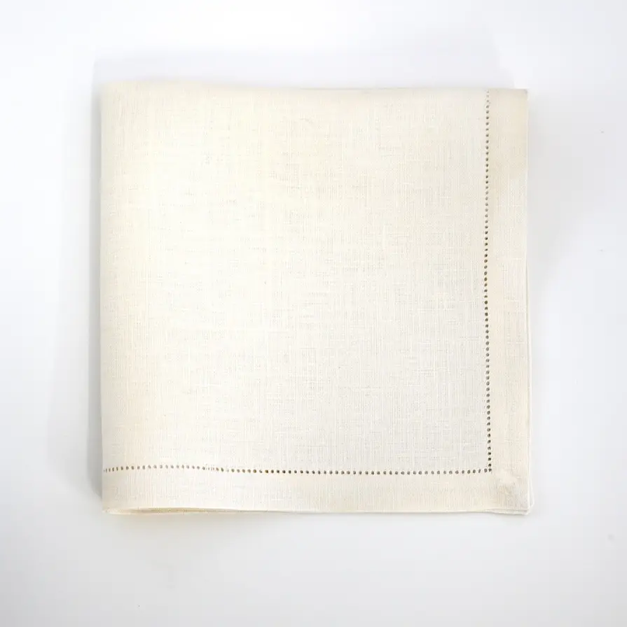 Hemstitched Linen Dinner Napkin - 20" Ivory