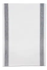 Ulster Linen Linen/Cotton Grey Border Stripe Tea Towel -18x28"