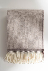Wool Herringbone Fringe Throw - Cocoa Brown 79" x 55"