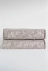 Wool Herringbone Fringe Throw - Cocoa Brown 79" x 55"