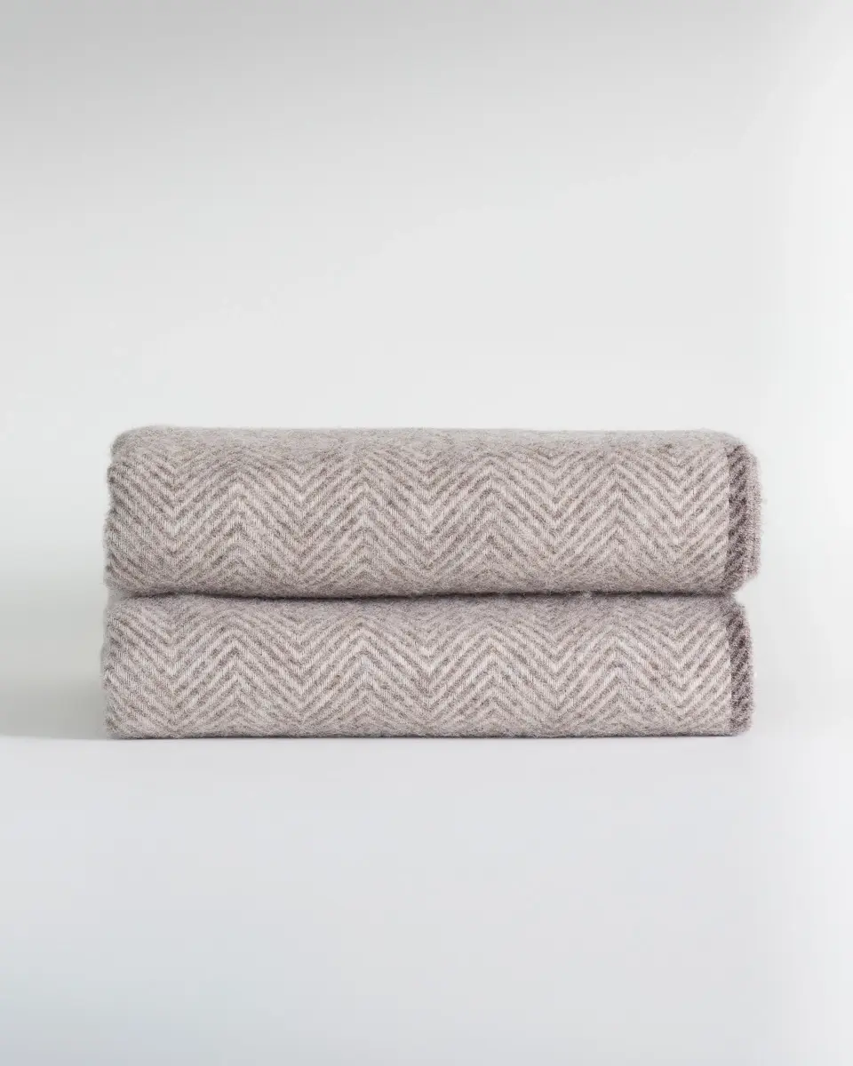 Wool Herringbone Fringe Throw - Cocoa Brown 79" x 55"